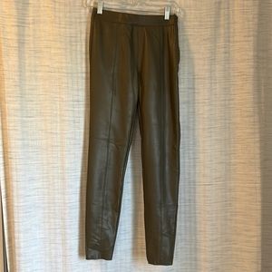 Dark green leather leggings